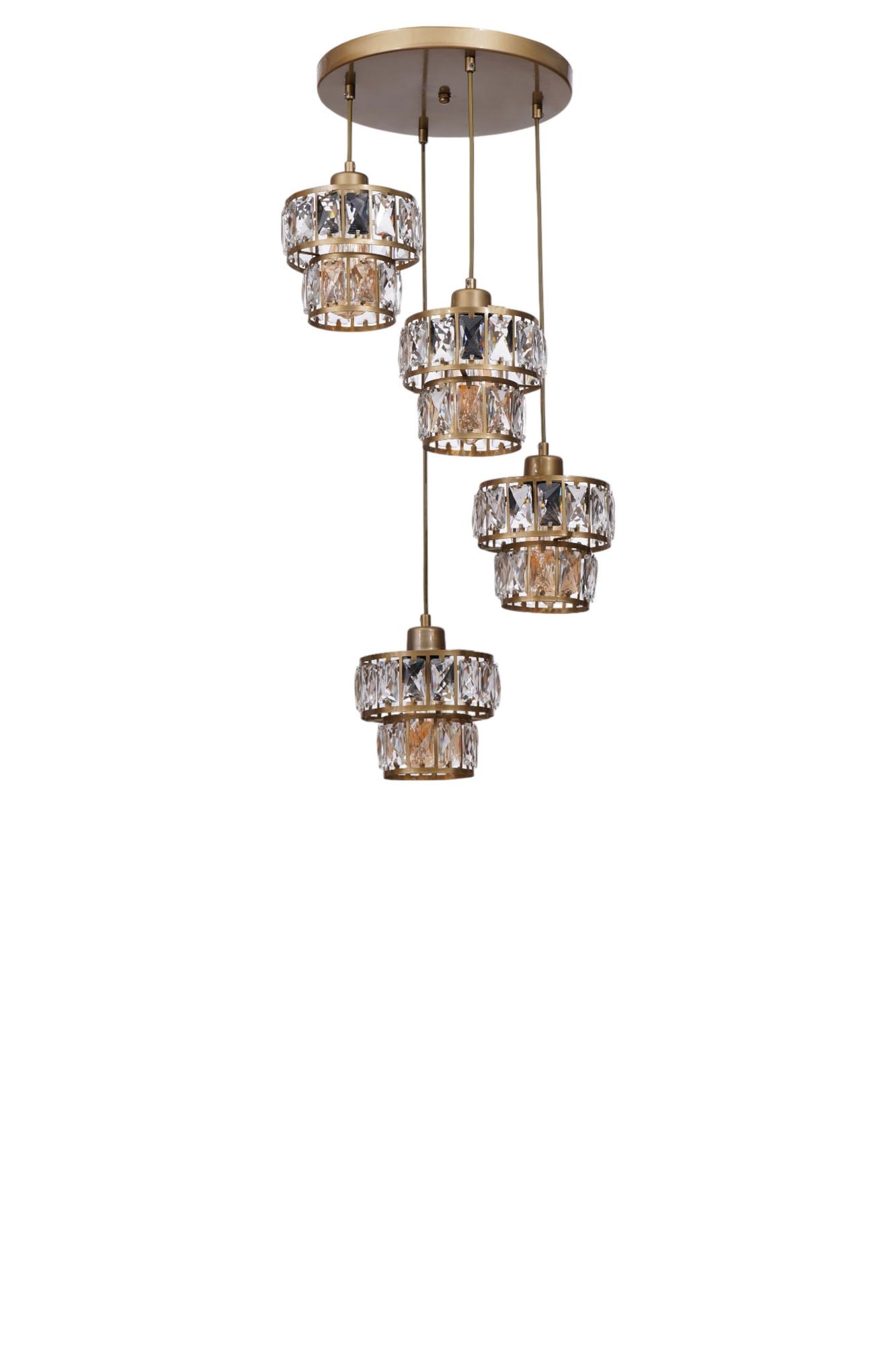 Candeeiro de Teto – 80 cm – Dourado – Metal e vidro