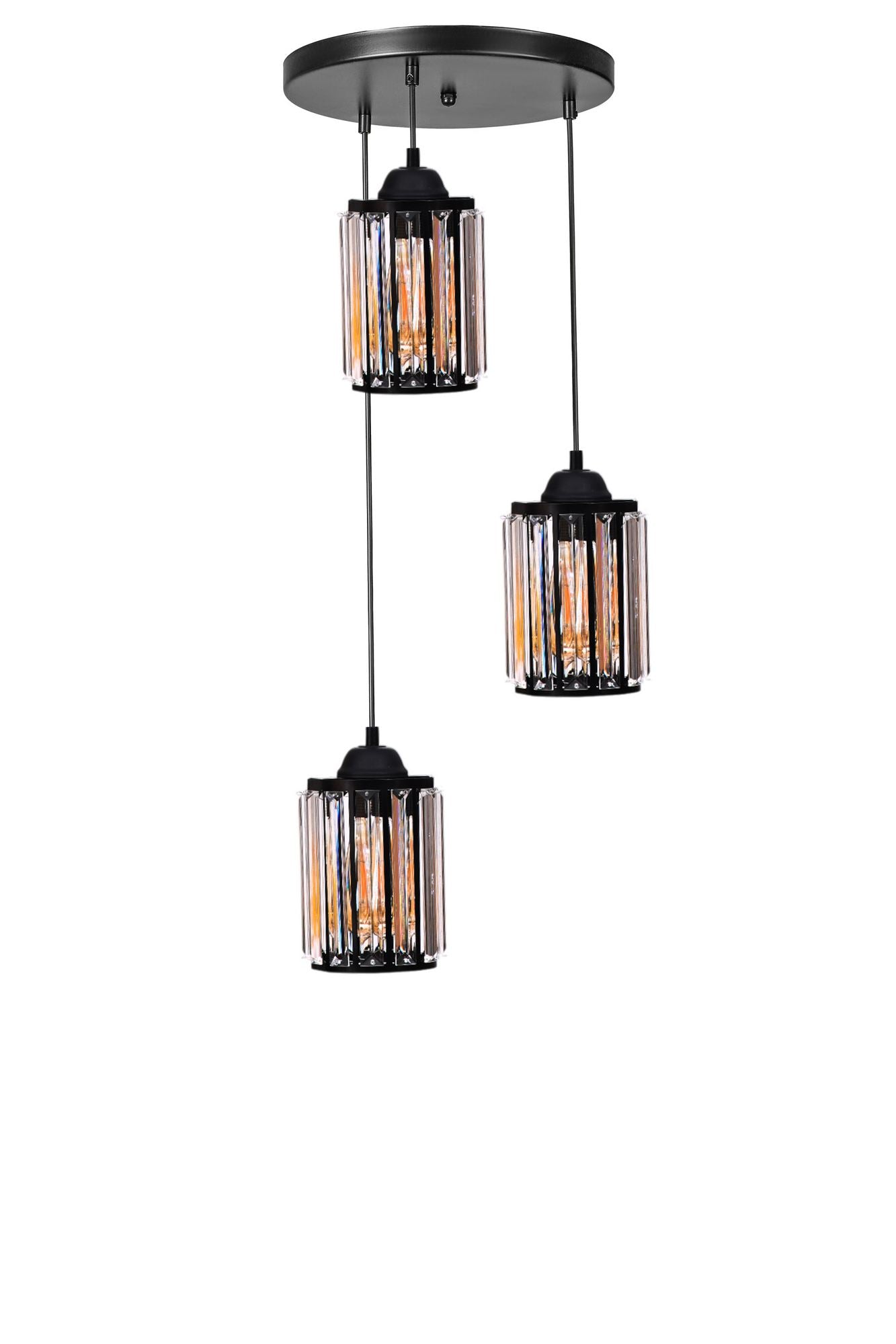 Candeeiro de Teto – 80 cm – Preto – Metal e Vidro