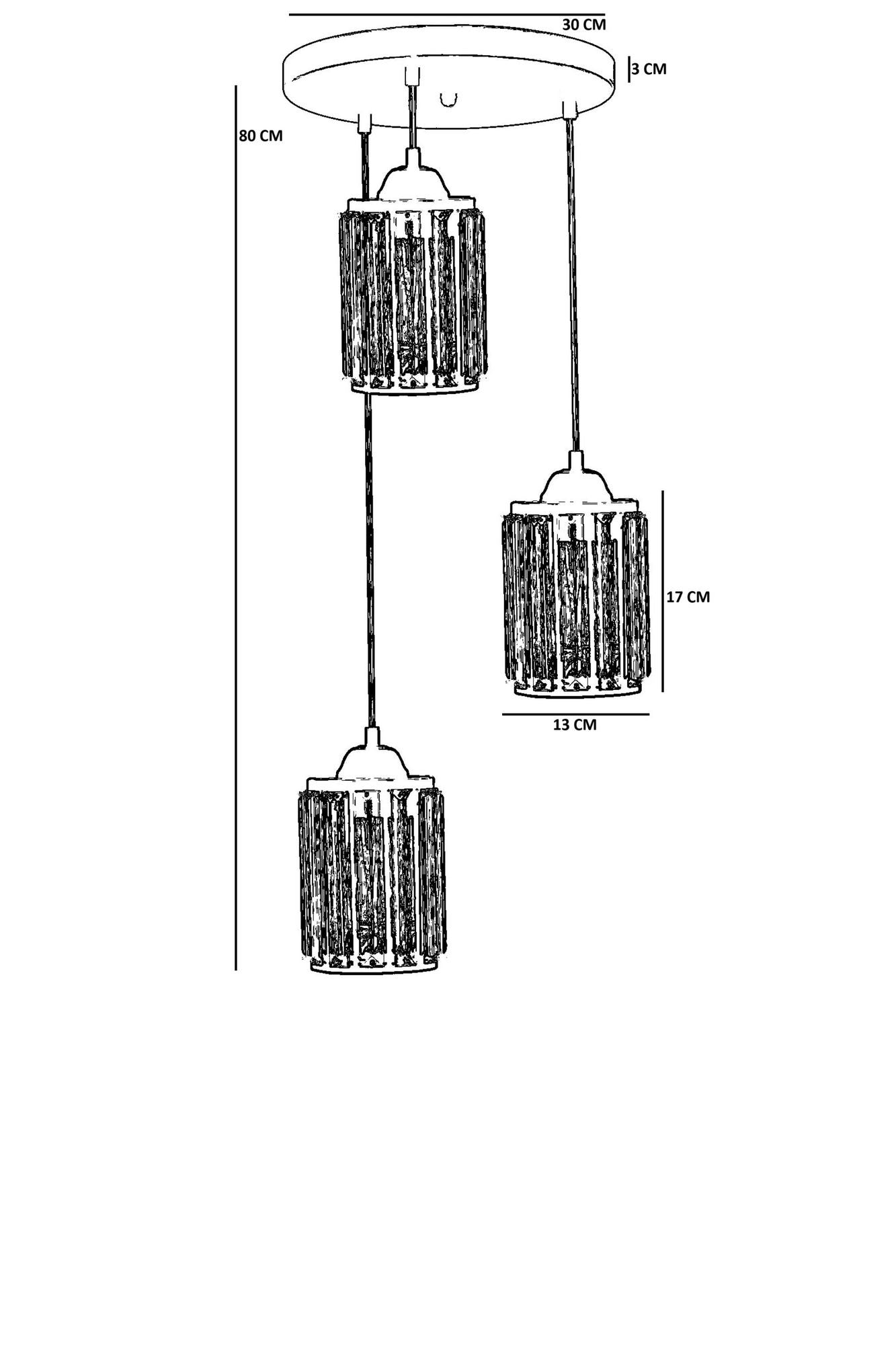 Candeeiro de Teto – 80 cm – Preto – Metal e Vidro