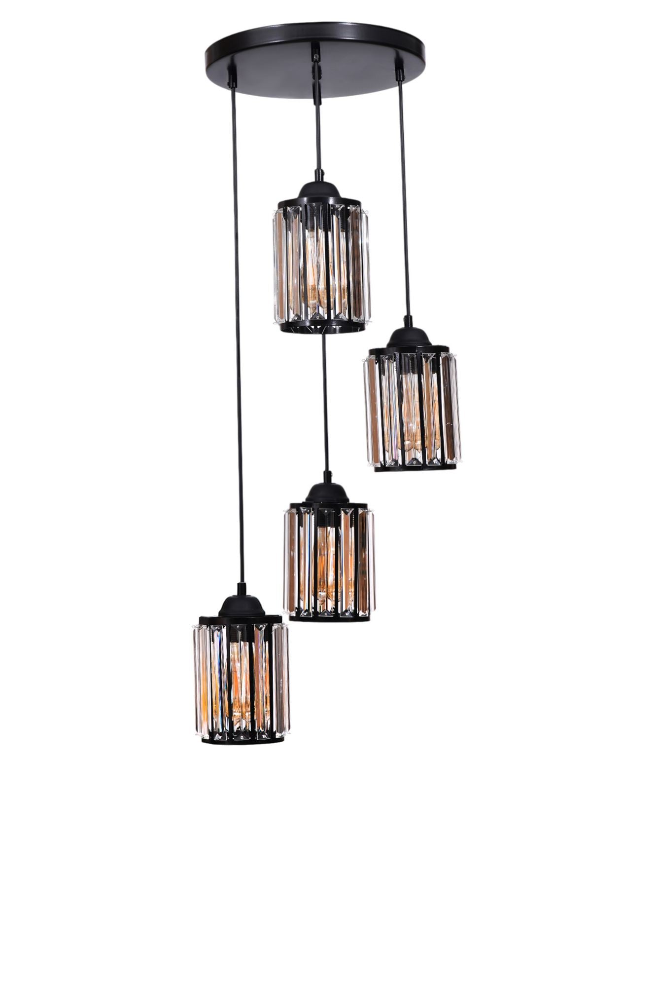 Candeeiro de Teto – 80 cm – Preto – Metal e Vidro