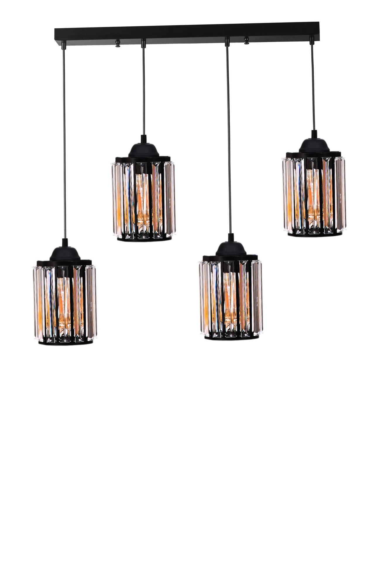 Candeeiro de Teto – 80 cm – Preto – Metal com Glass