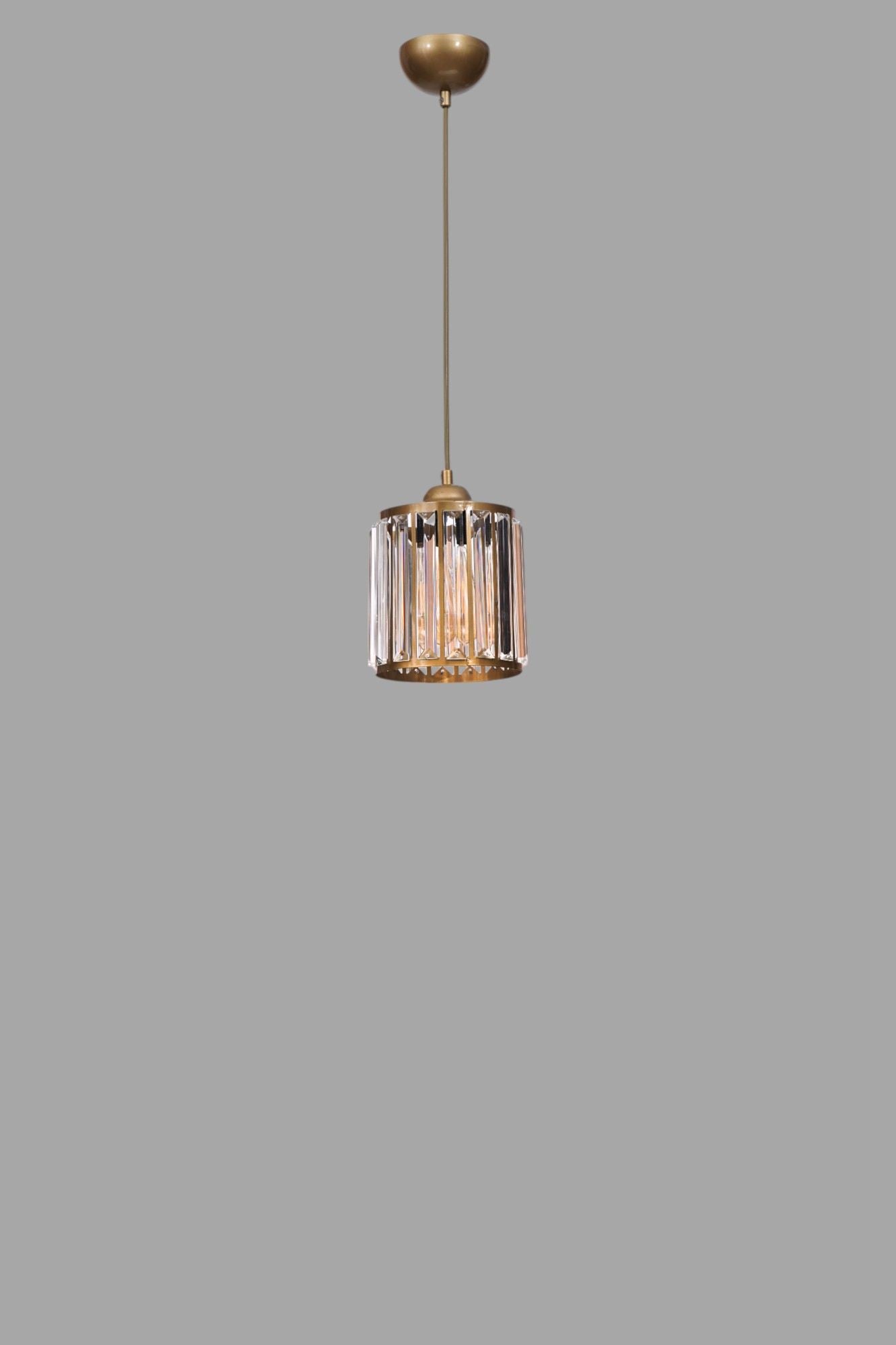 Candeeiro de Teto – 80 cm – Dourado – Metal e Vidro