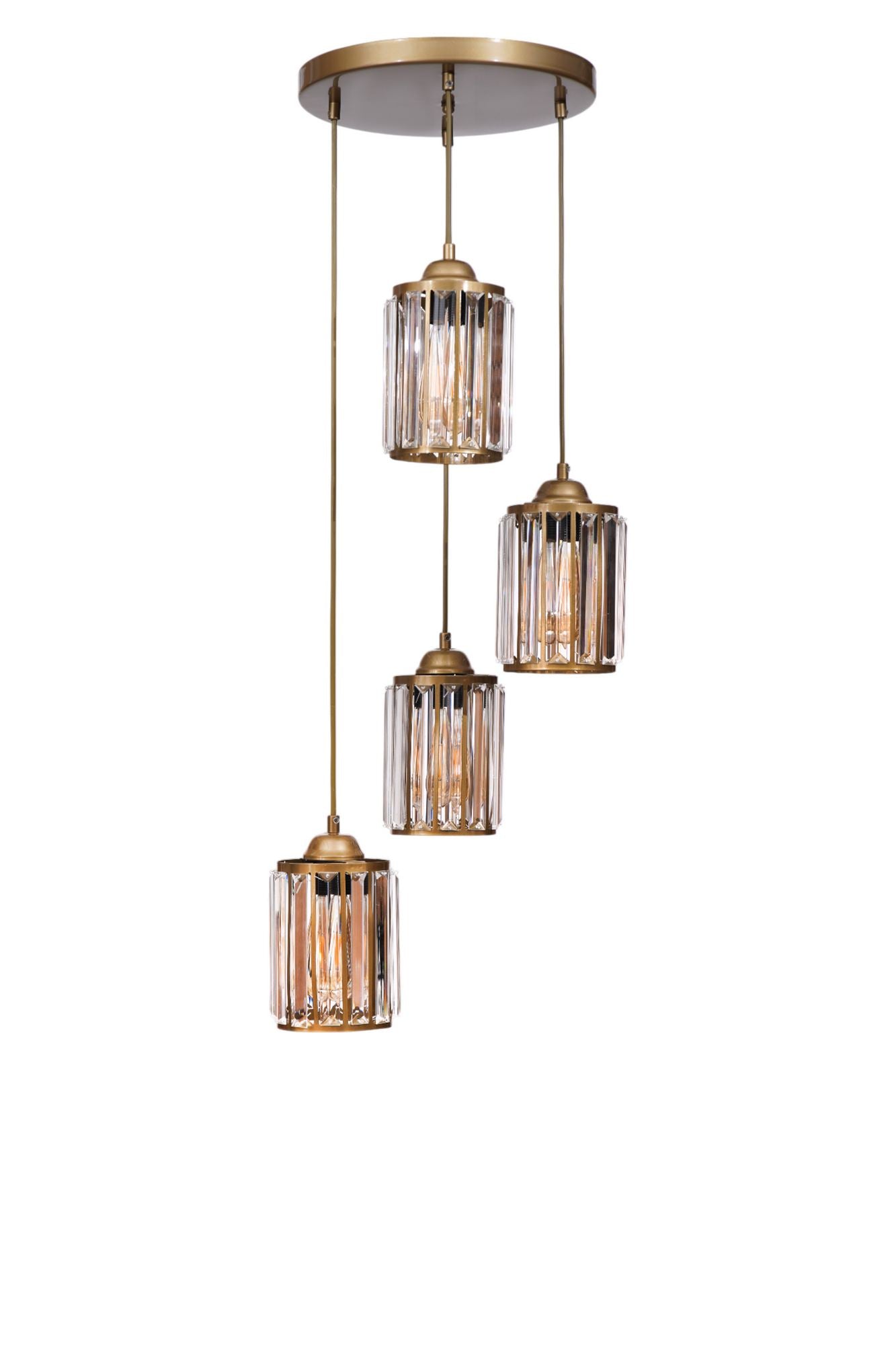 Candeeiro de Teto – 80 cm – Dourado – Metal e Vidro