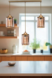 Candeeiro de Teto – 80 cm – Dourado – Metal e vidro