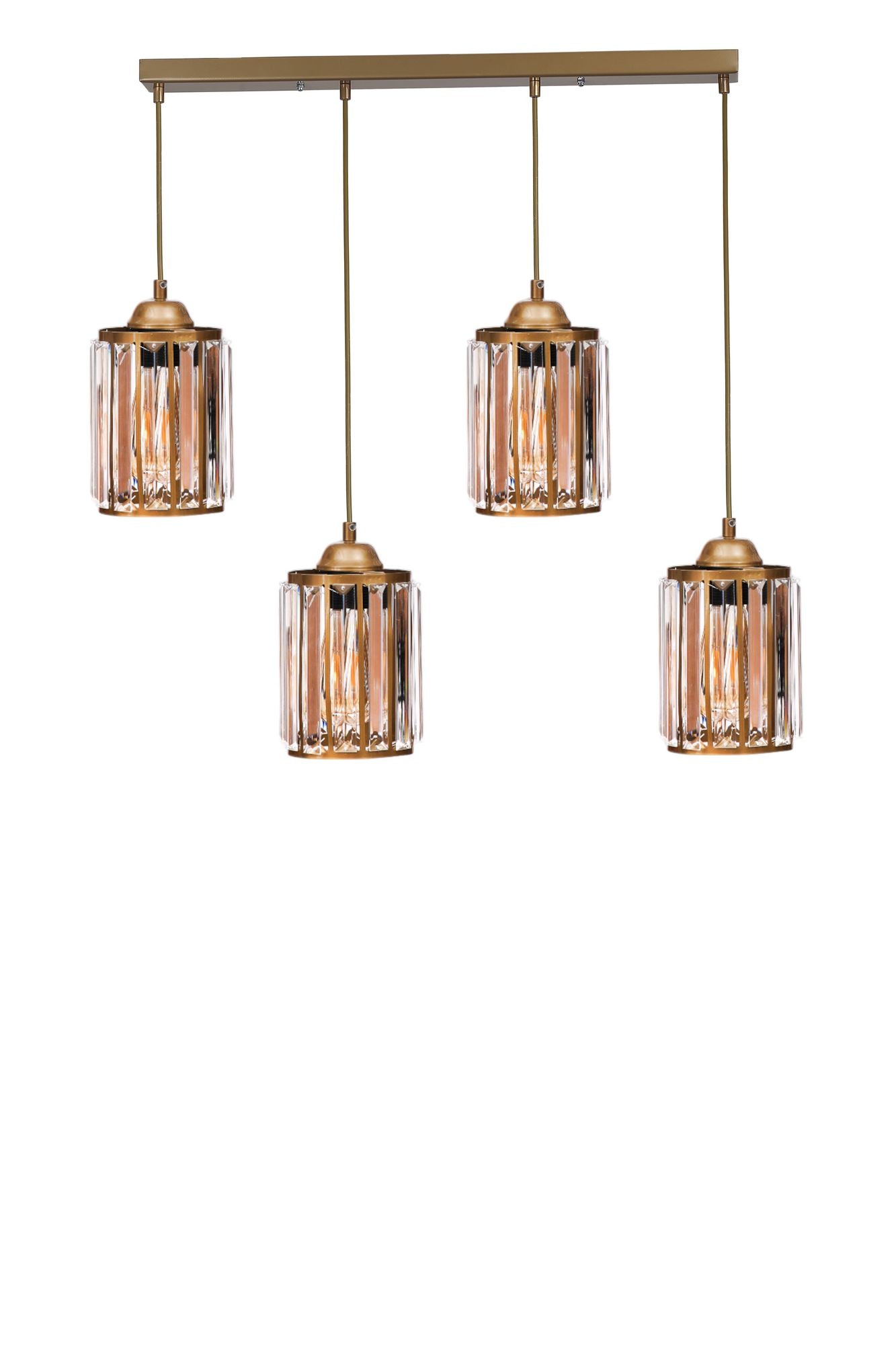 Candeeiro de Teto – 80 cm – Dourado – Metal e vidro