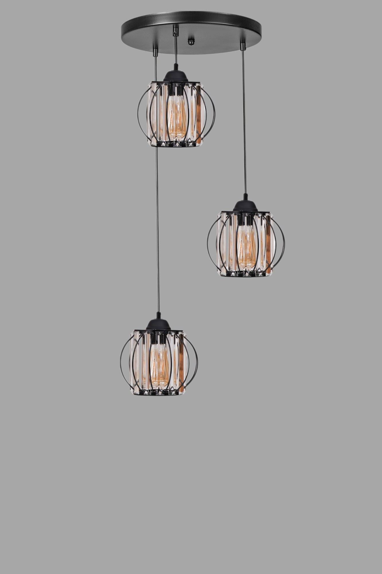 Candeeiro de Teto – Ø19cm h:16cm – Preto – Metal e vidro