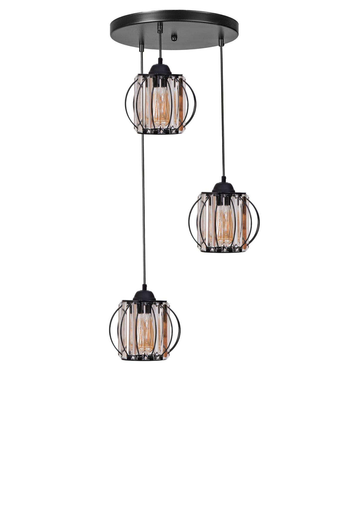 Candeeiro de Teto – Ø19cm h:16cm – Preto – Metal e vidro