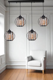 Candeeiro de Teto - 80 cm - Preto - Metal e Vidro