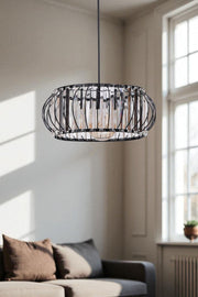 Candeeiro de Teto – Ø38 h:16 cm – Preto – Metal e Vidro