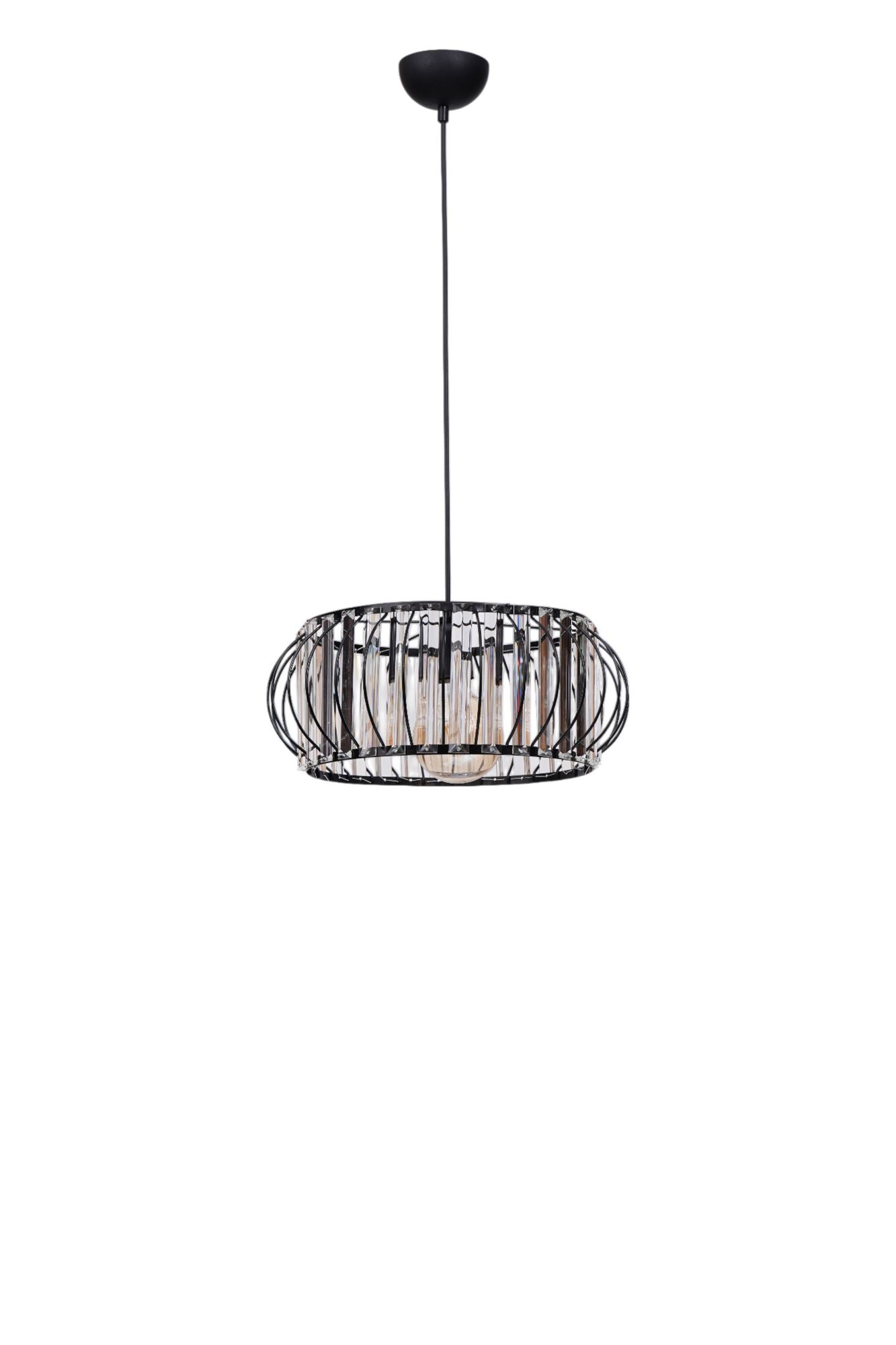 Candeeiro de Teto – Ø38 h:16 cm – Preto – Metal e Vidro