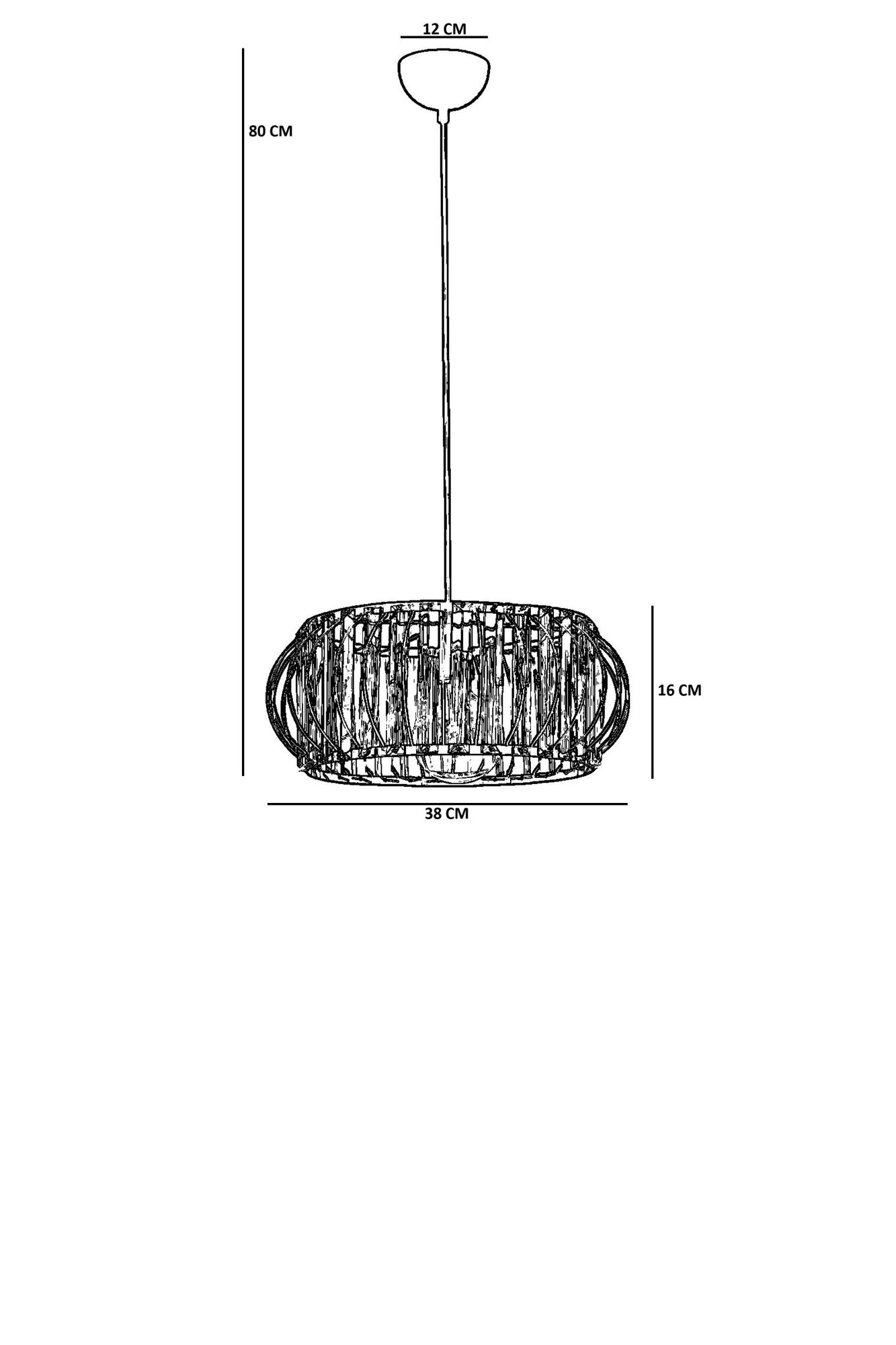 Candeeiro de Teto – Ø38 h:16 cm – Preto – Metal e Vidro
