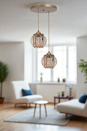 Candeeiro de Teto - 80 cm - Dourado - Metal