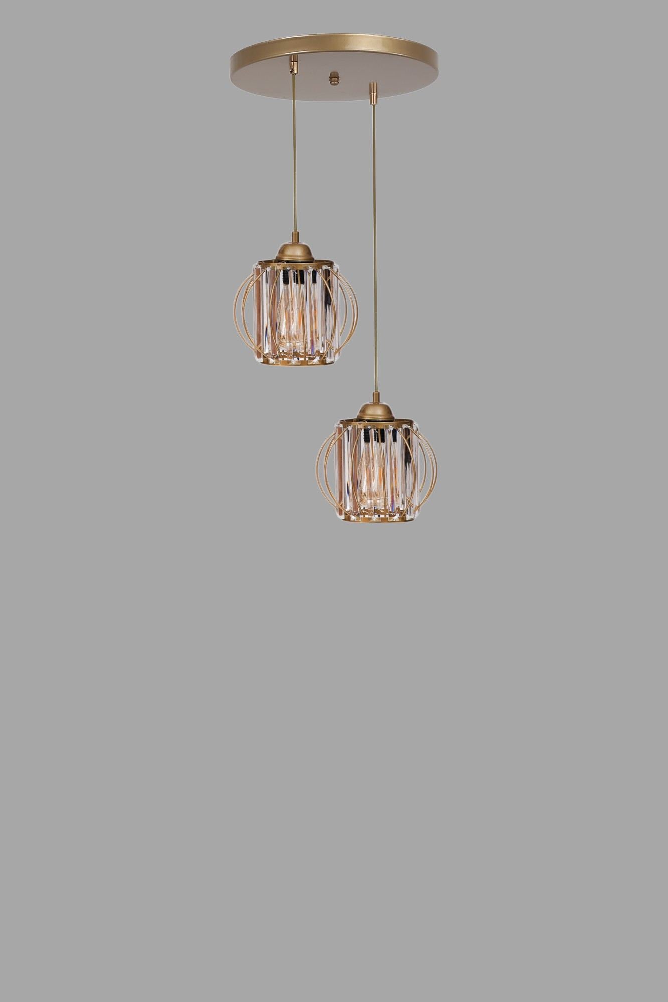 Candeeiro de Teto - 80 cm - Dourado - Metal