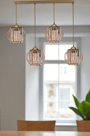 Candeeiro de Teto – Ø19 x 16 cm – Dourado – Metal e Vidro