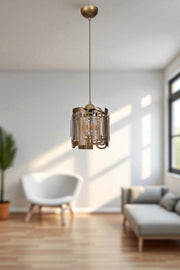 Candeeiro de Teto – Ø19 x 20 cm – Dourado – Metal e Vidro