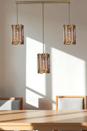 Candeeiro de Teto – Ø13 x 20 cm – Dourado – Metal e Vidro