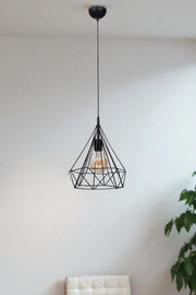 Candeeiro de Teto – Ø28 x 37 cm – Preto – Metal e Vidro