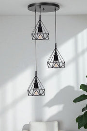 Candeeiro de Teto – Ø20 cm – Preto – Metal e Vidro