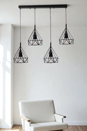 Candeeiro de Teto – Ø20 cm – Preto – Metal e Vidro