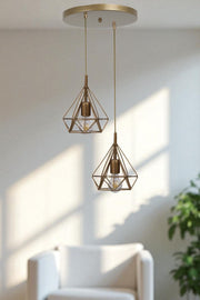 Candeeiro de Teto Elegante – Ø20 x 25 cm – Dourado – Metal