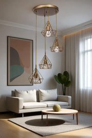 Candeeiro de Teto – Ø20 x 25 cm – Dourado – Metal e Vidro