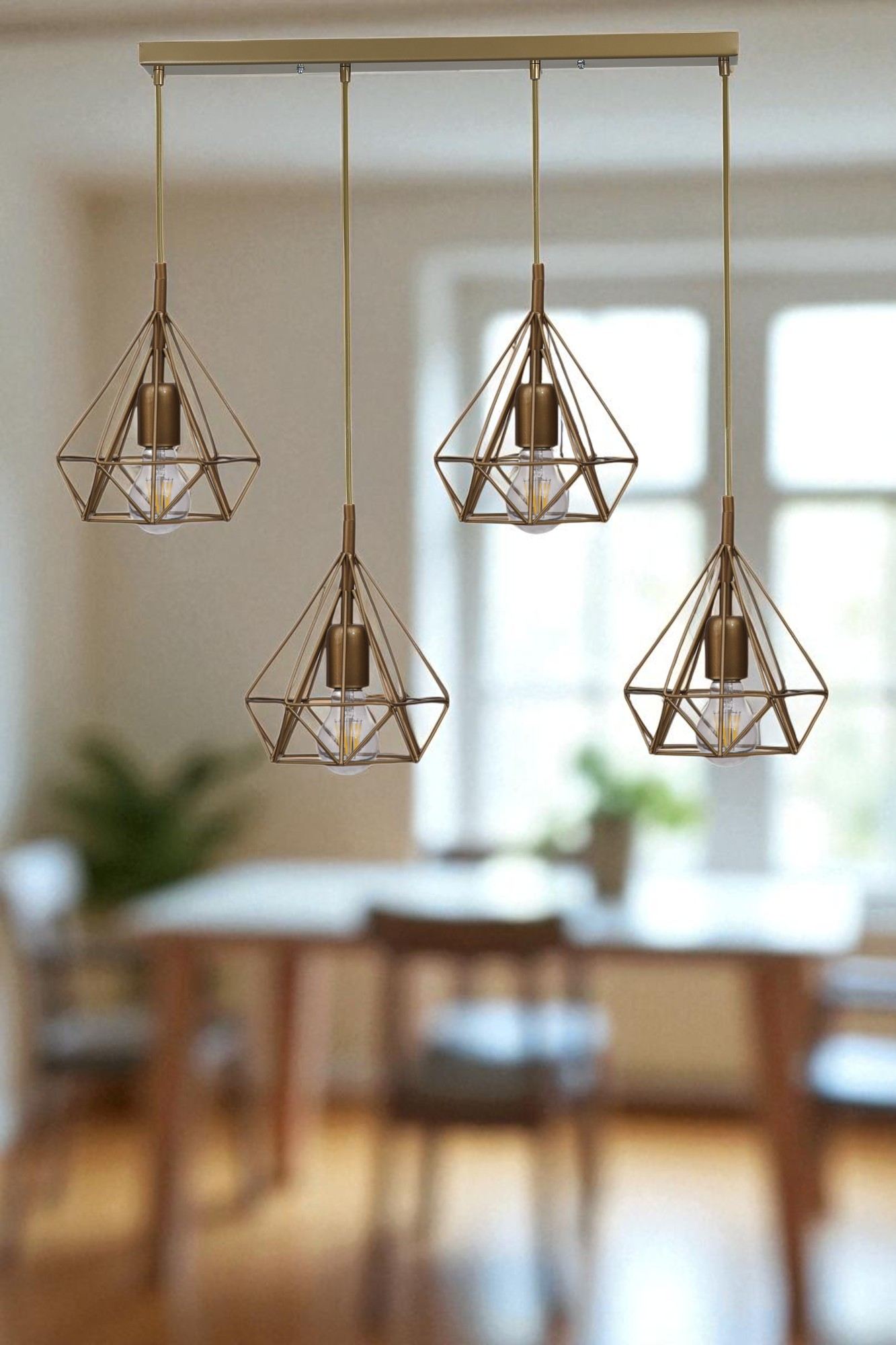 Candeeiro de Teto – Ø20 x 25 cm – Dourado – Metal