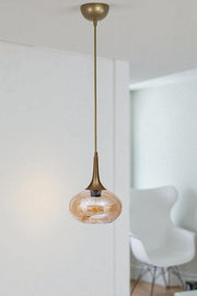 Candeeiro de Teto – Ø20 x 26 cm – Mel e Ouro – Metal e Vidro