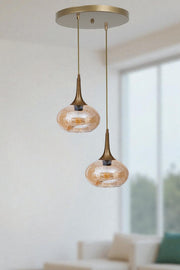 Candeeiro de Teto – Ø20 x 26 cm – Mel e Dourado – Metal e Vidro