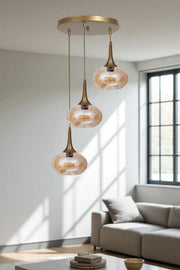 Candeeiro de Teto – Ø20 x 26 cm – Mel e Ouro – Metal e Vidro