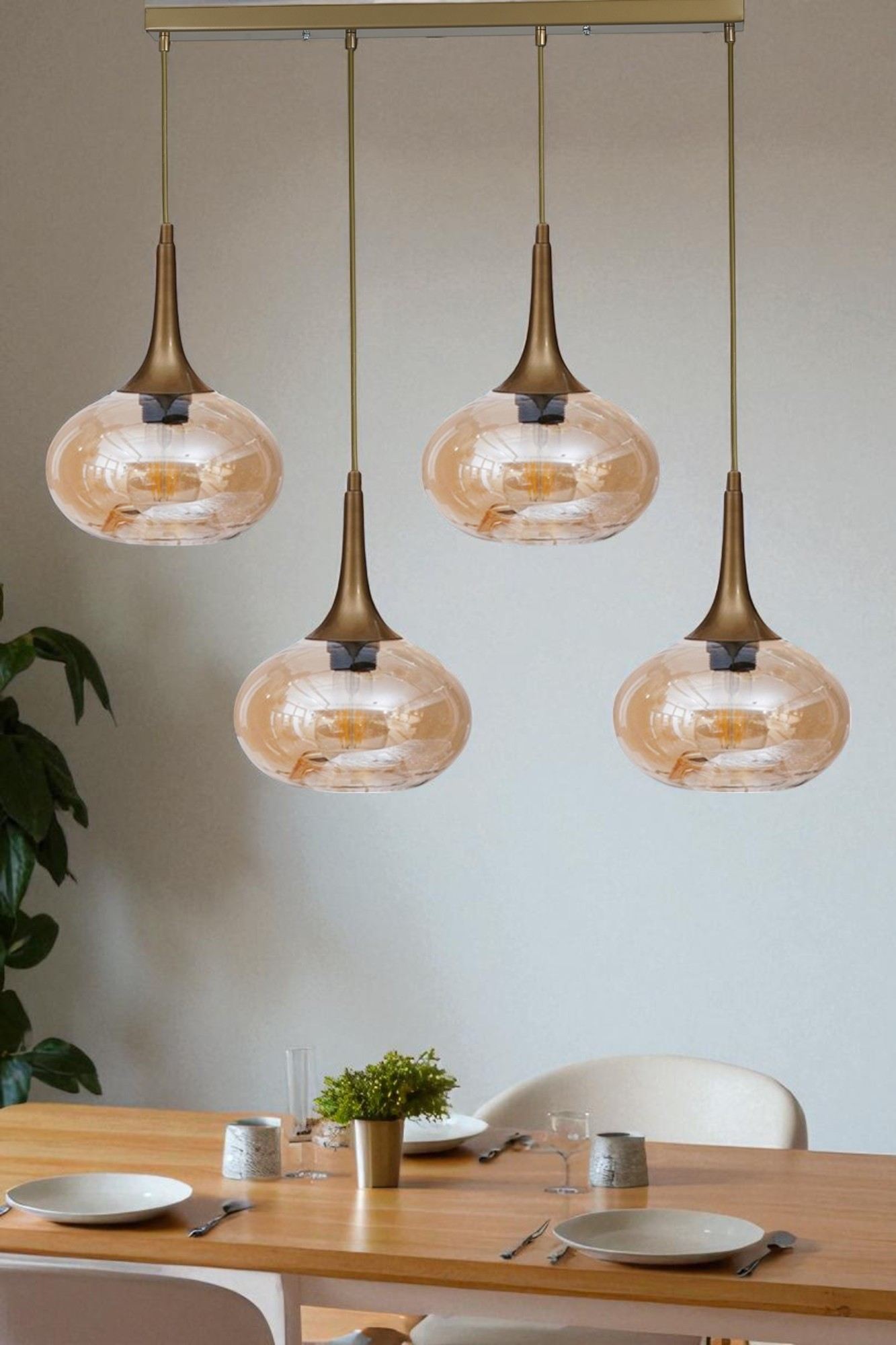 Candeeiro de Teto – Ø20 cm – Mel e Ouro – Metal e Vidro