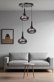 Candeeiro de Teto de Metal com Tampa de Vidro – Ø20 x 26 cm – Cinza e Preto