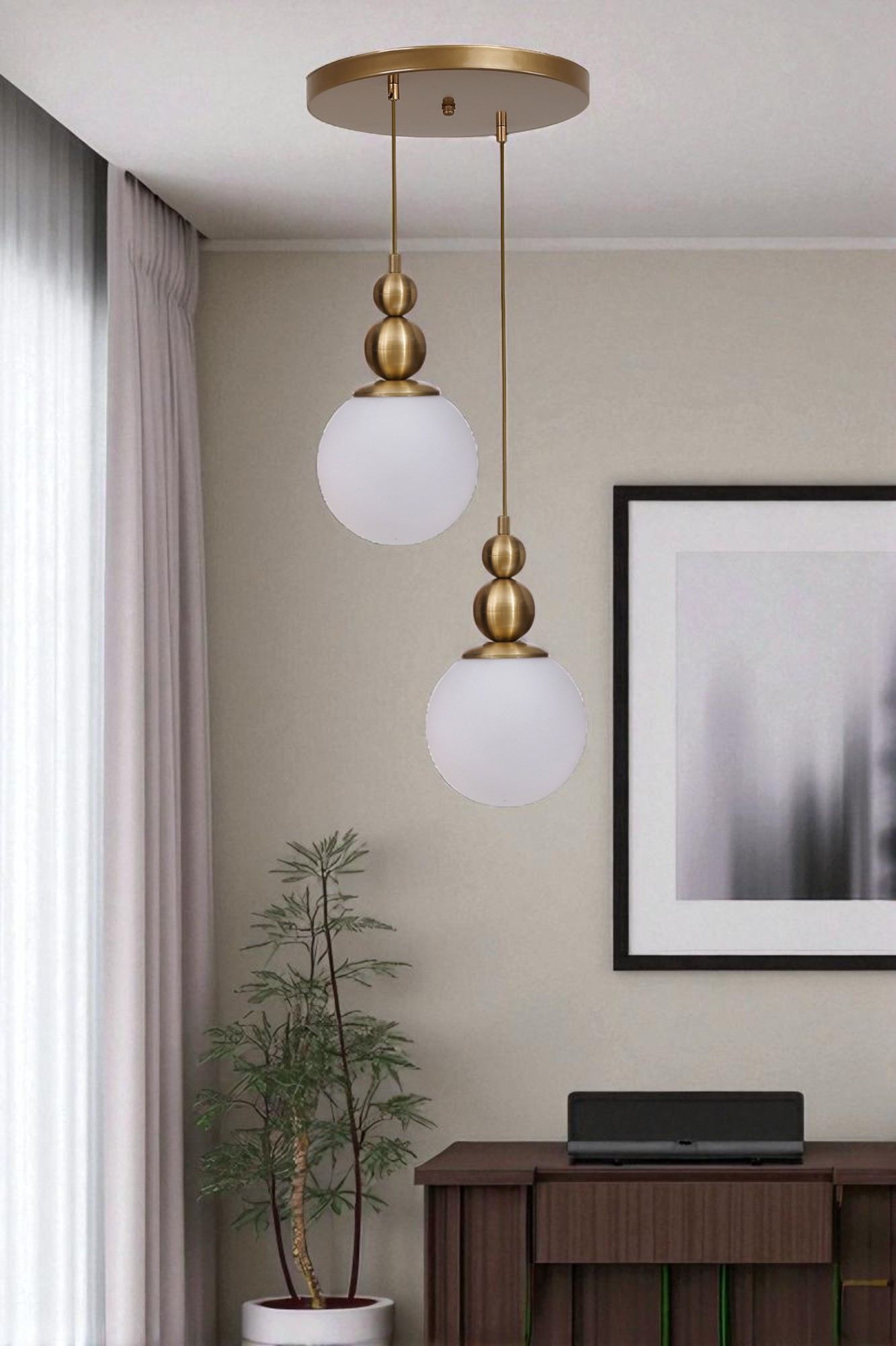 Candeeiro de Teto de Metal – Ø15 cm – Branco e Dourado