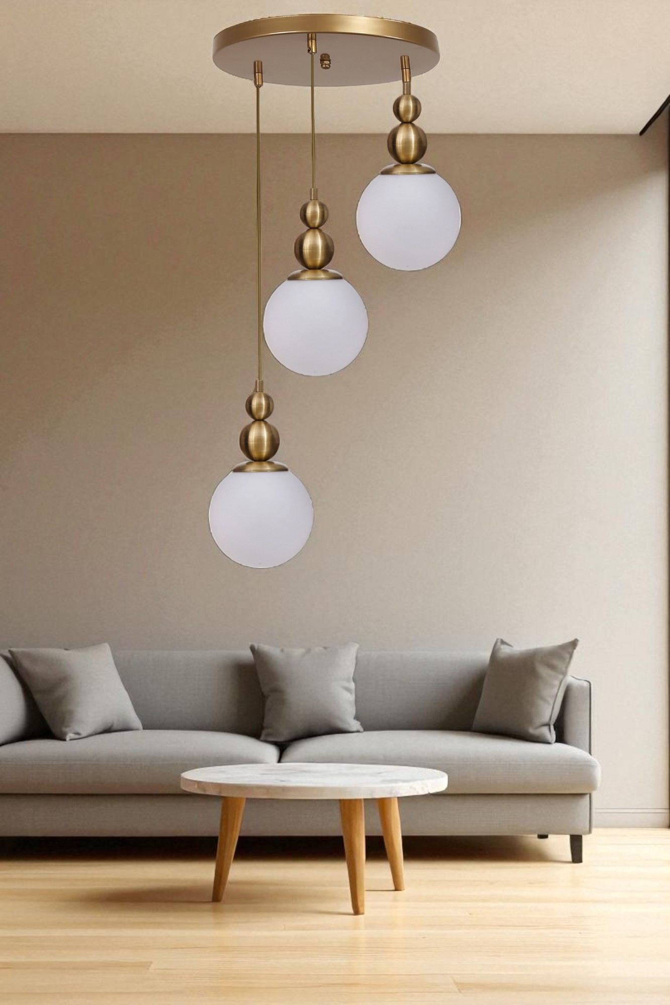 Candeeiro de Teto – Ø15 cm – branco e dourado – metal e vidro