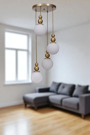 Candeeiro de Teto de Metal e Vidro – Ø15 cm – Branco e Dourado