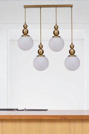 Candeeiro de Teto – Ø15 cm – Branco e Dourado – Metal e Vidro