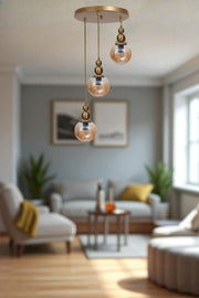 Candeeiro de Teto – Ø15 cm – Mel e Ouro – Metal e Vidro