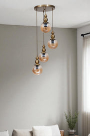 Candeeiro de Teto –  Ø15 cm – Mel e Ouro – Metal e Vidro