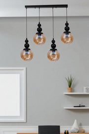 Candeeiro de Teto – Ø15 cm – Mel e Preto – Metal e Vidro