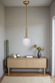 Candeeiro de Teto – Ø15 cm – Branco e Dourado – Metal e Vidro