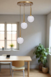 Candeeiro de Teto – Ø15 cm – Branco e Dourado – Metal e Vidro