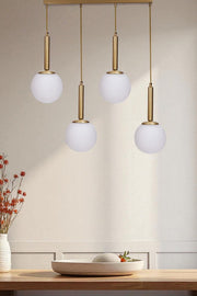 Candeeiro de Teto – Ø15 cm – Branco e Dourado – Metal e Vidro