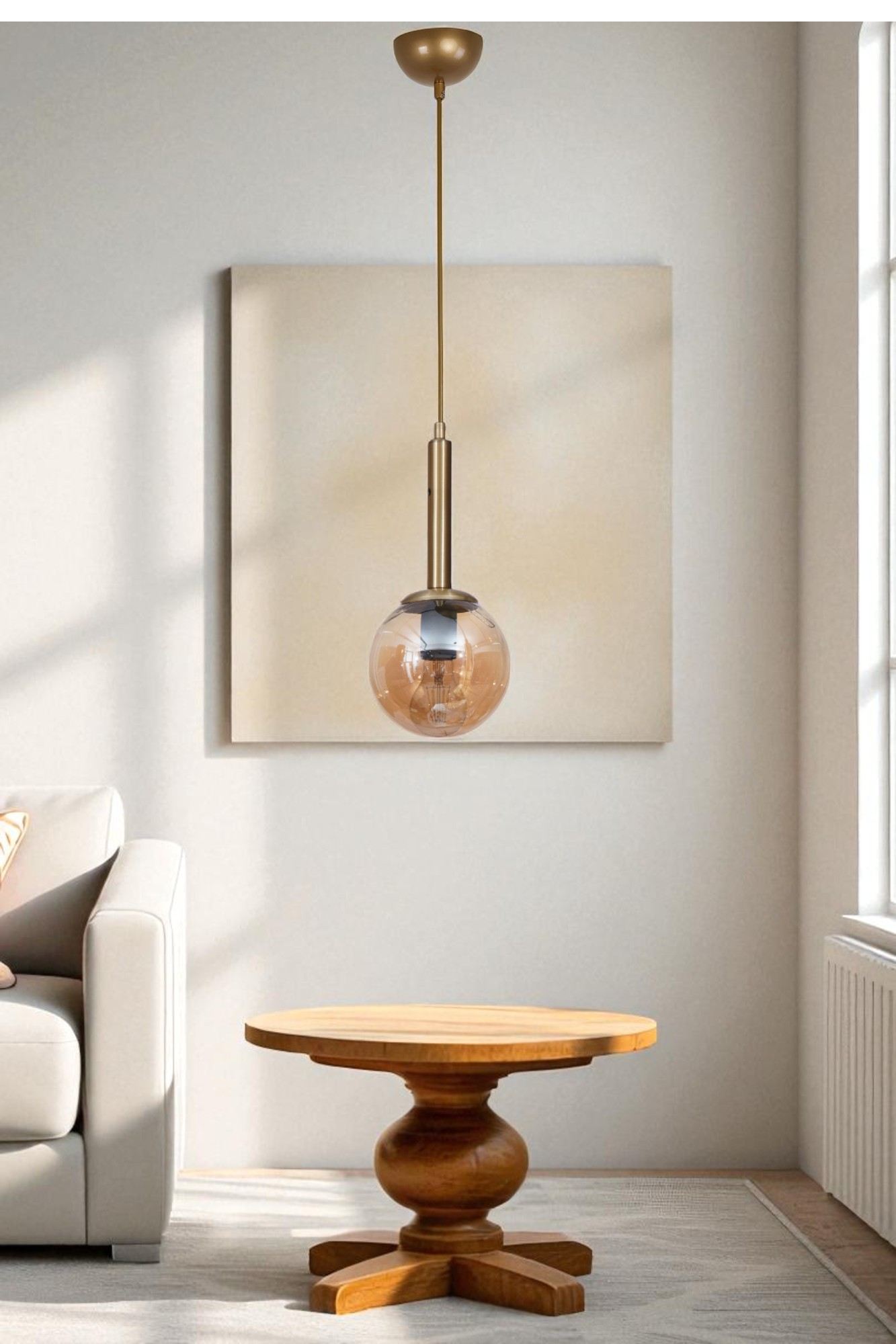 Candeeiro de Teto – Ø15 cm – Mel e Ouro – Metal e Vidro