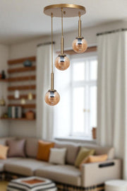 Candeeiro de Teto Elegante – Ø15 cm – Mel e Ouro – Metal e Vidro