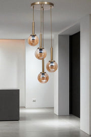 Candeeiro de Teto Elegante – Ø15 cm – Mel e Ouro – Metal e Vidro