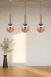 Candeeiro de Teto – Ø15 cm – Mel e Ouro – Metal e Vidro