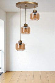 Candeeiro de Teto – Ø15 cm – Mel e Ouro – Metal e Vidro