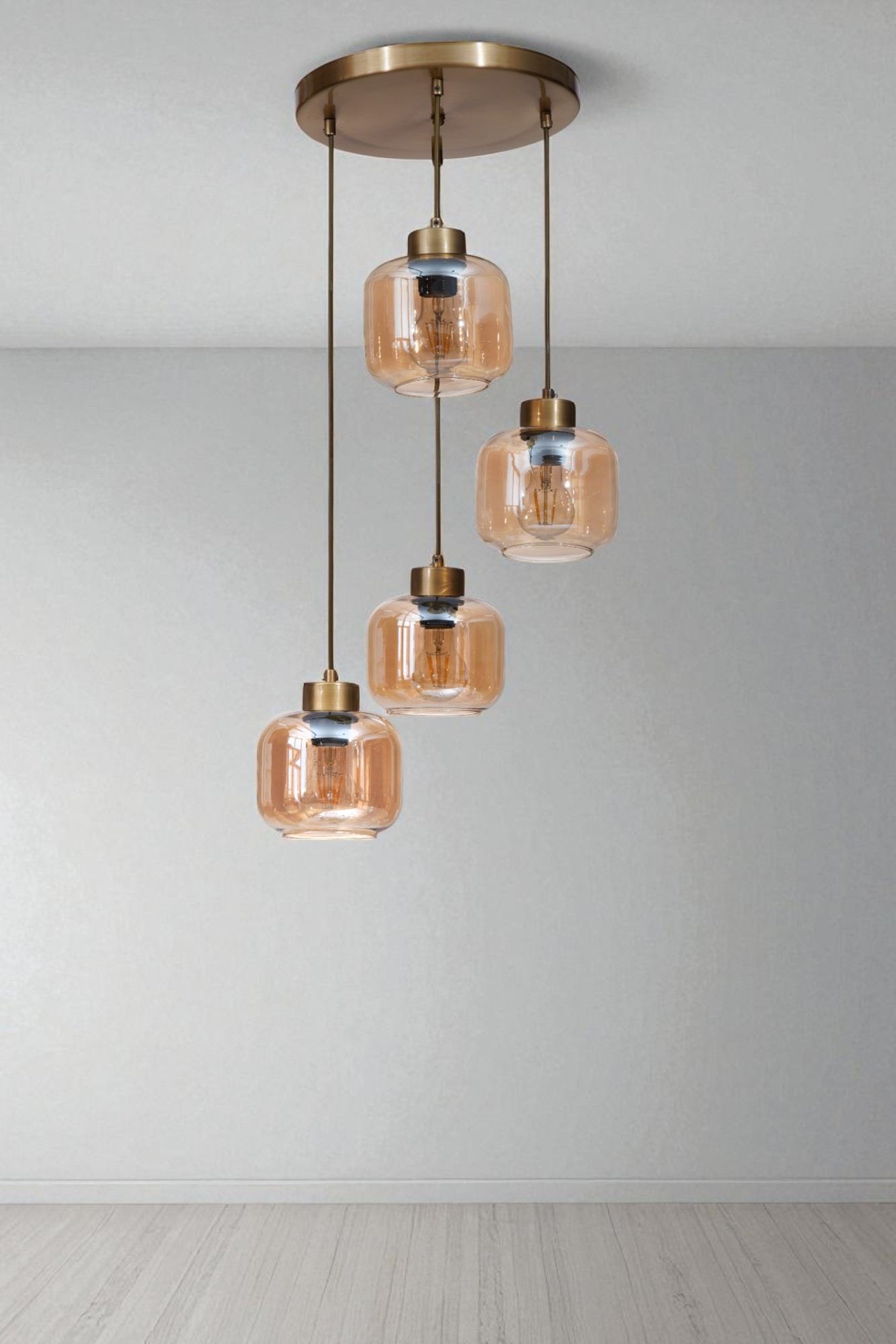 Candeeiro de Teto – Ø15 cm – Mel e Ouro – Metal e Vidro