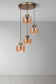 Candeeiro de Teto – Ø15 cm – Mel e Ouro – Metal e Vidro