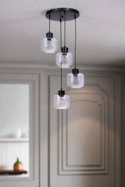 Candeeiro de Teto – Ø15 cm – Cinza e Preto – Metal e Vidro