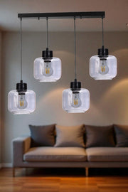 Candeeiro de Teto – Ø15 cm – Cinza e Preto – Metal e Vidro